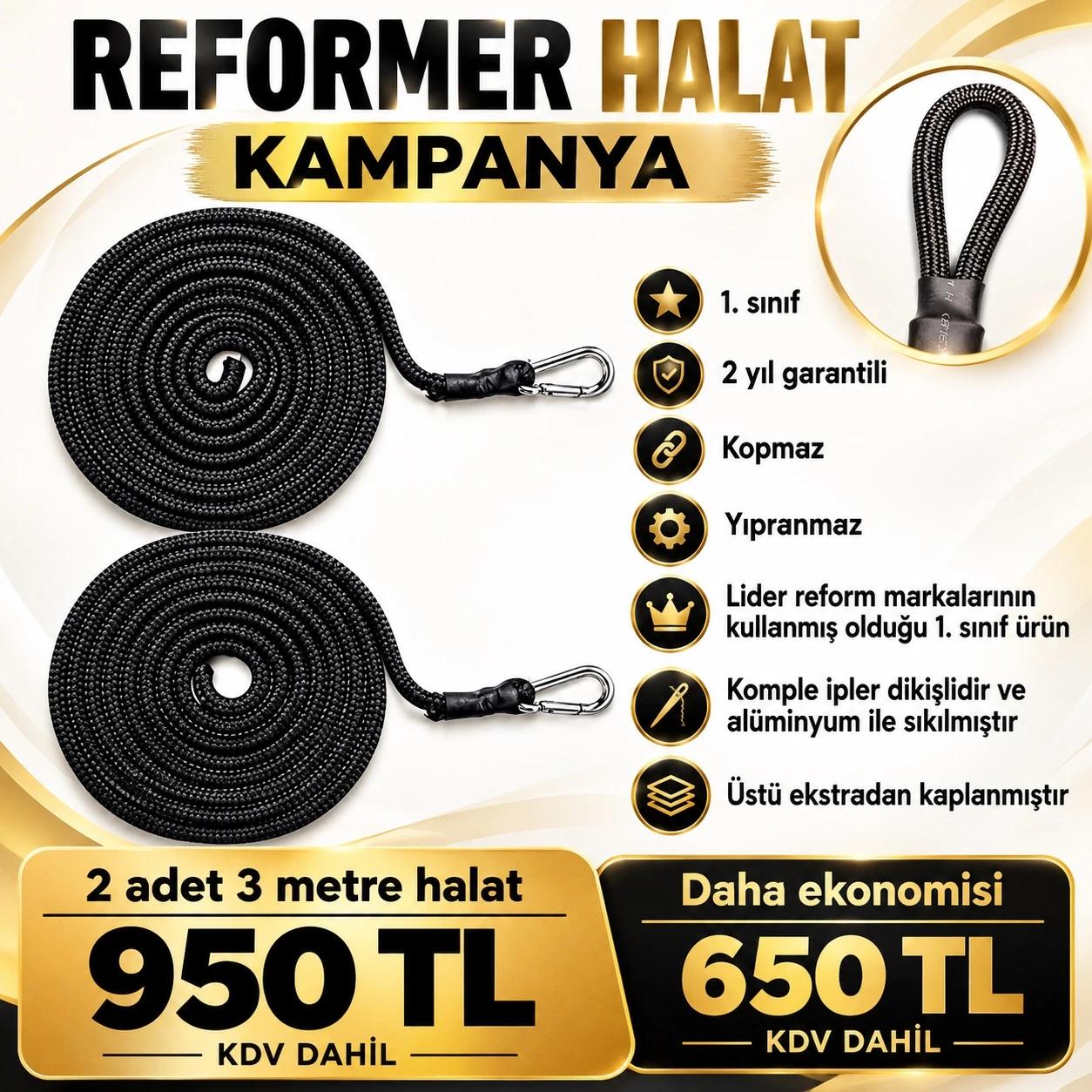 Profesyonel Reformer Halat Çifti (Ağır Seri)