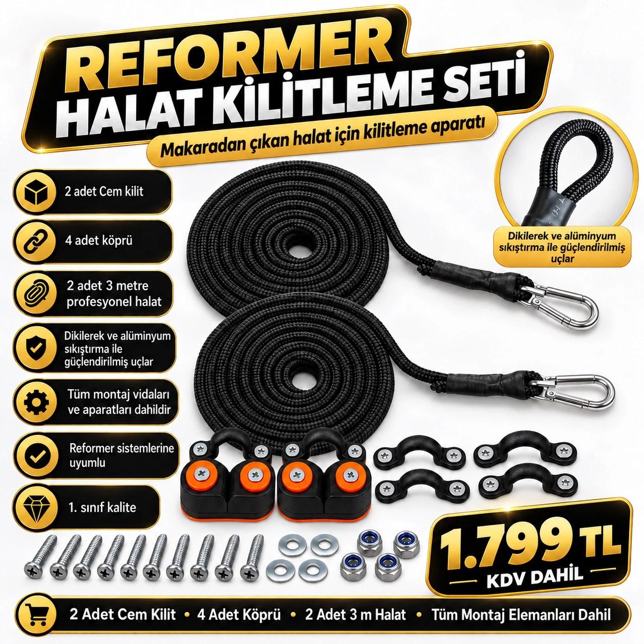 1 Adet Reformer Cem Kilit ve Halat Seti